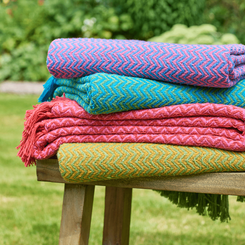 Recycled Cotton Zigzag Weave Throw - CBTFBG - Uneeka