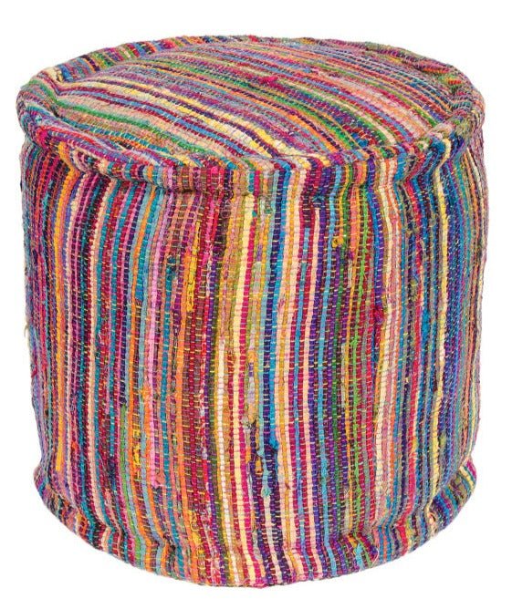 Recycled Rag Rug Rainbow Pouffe - PO23 - Uneeka