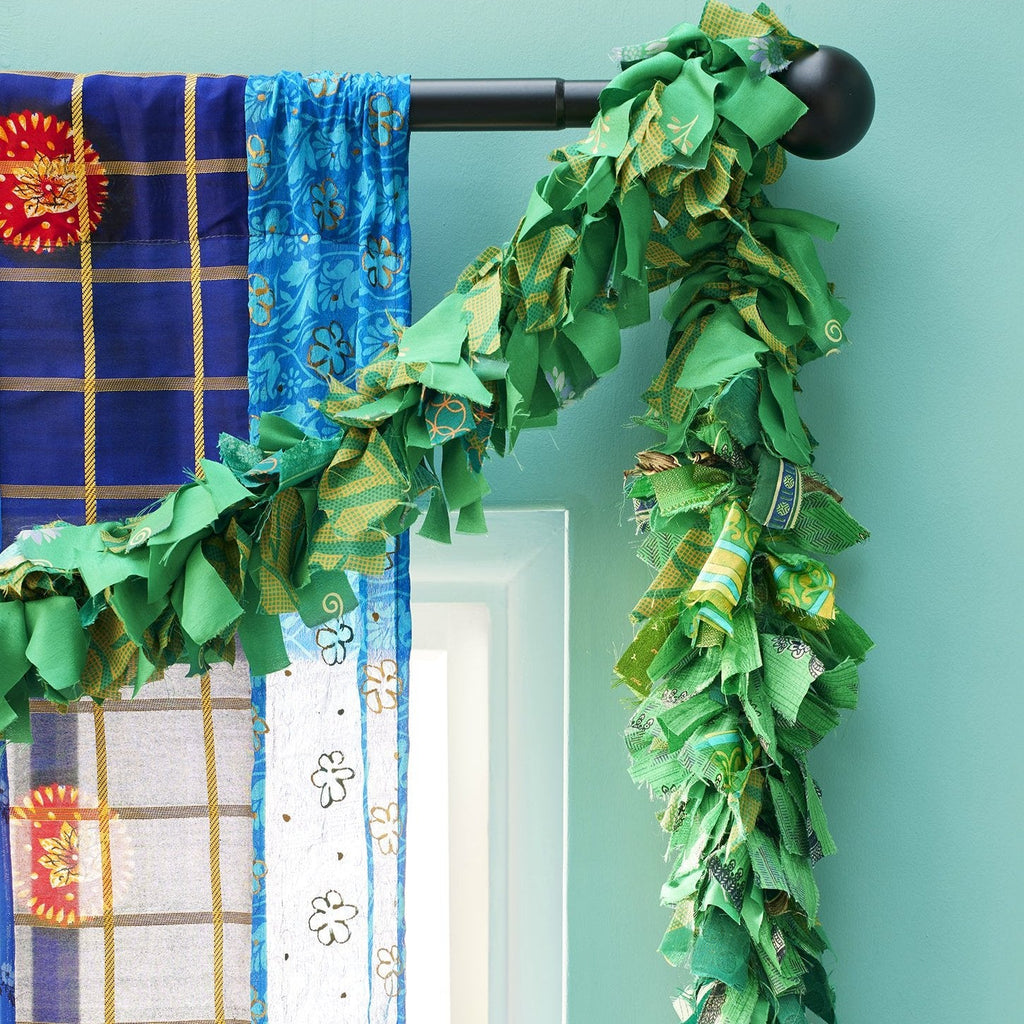 Recycled Sari Eco Tinsel Garland - TG2G - Uneeka