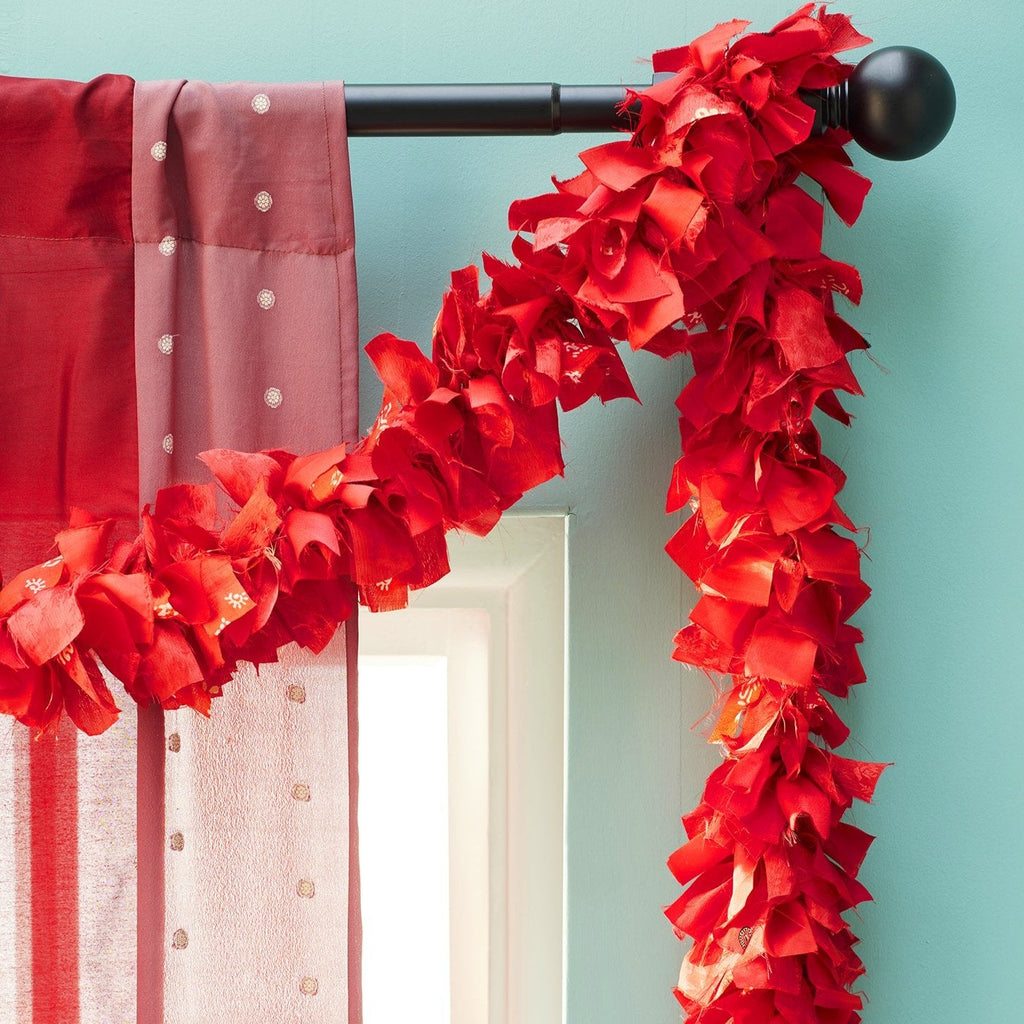 Recycled Sari Eco Tinsel Garland - TG2RD - Uneeka