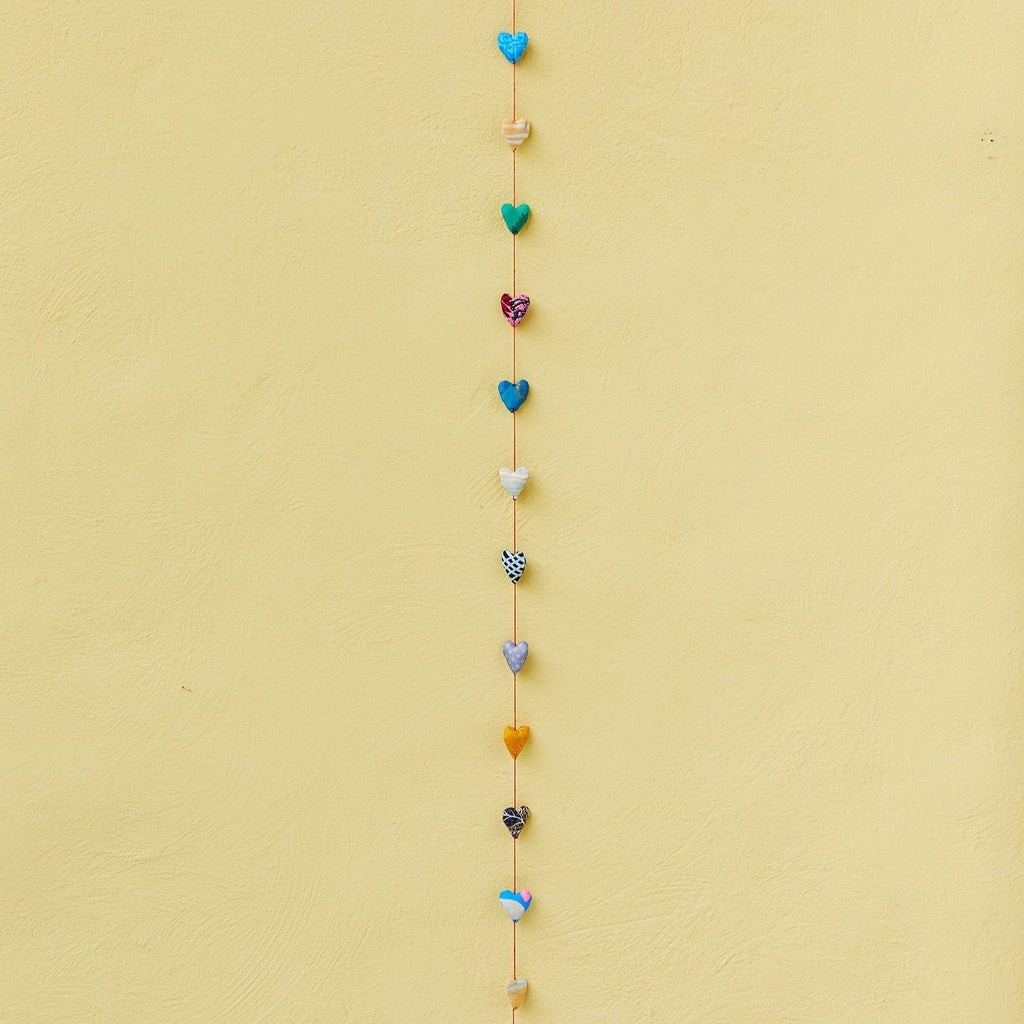 Recycled Sari Hanging Mini Hearts Garland - STRING125 - Uneeka