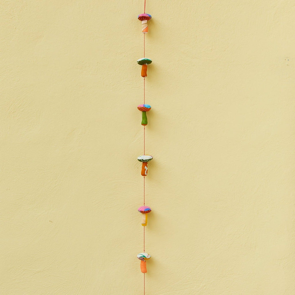 Recycled Sari Hanging Mushrooms Garland - Jamie's Pick - STRING124 - Uneeka