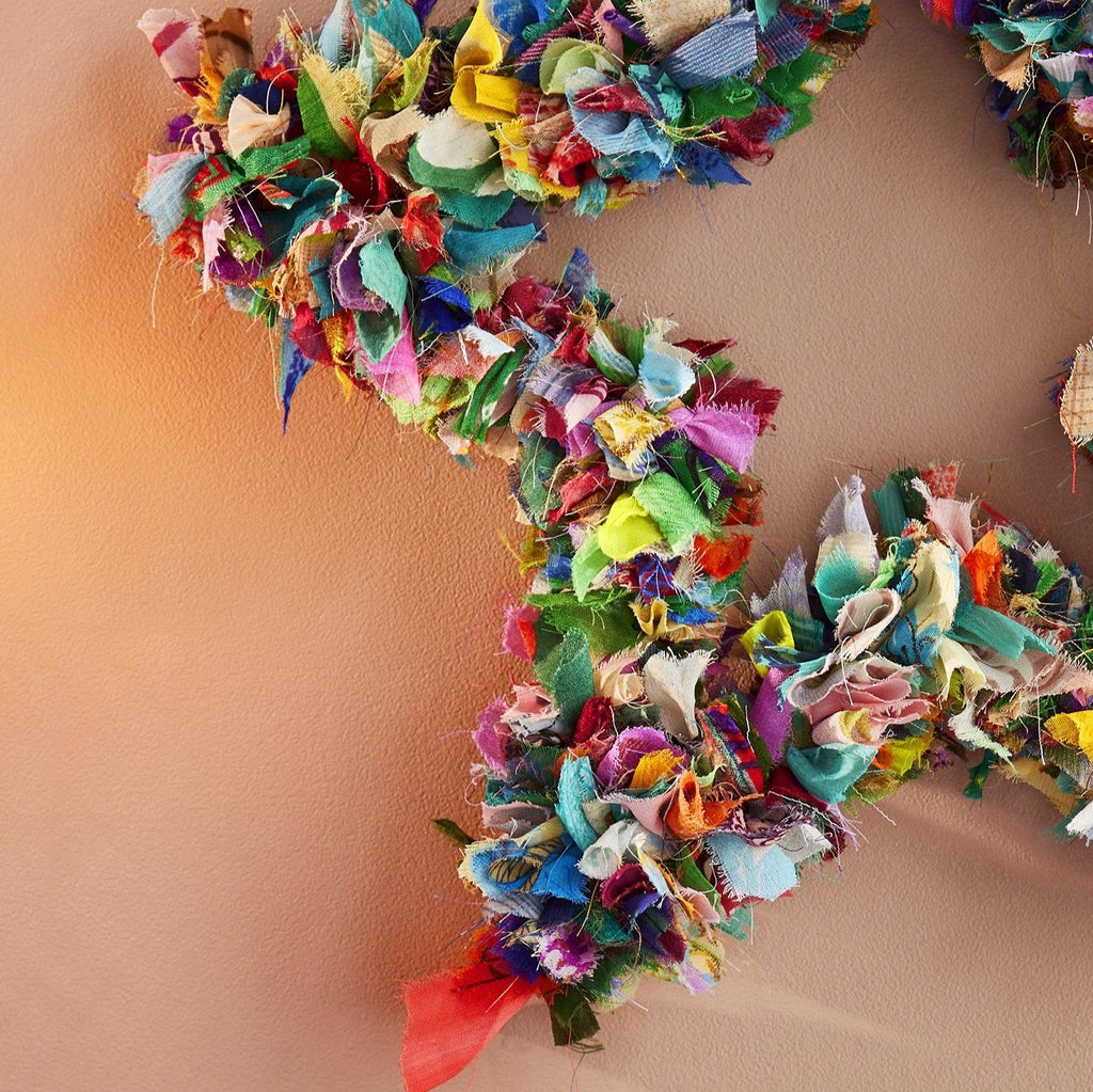 Recycled Sari Multicolour Star Wreath - WR4 - Uneeka