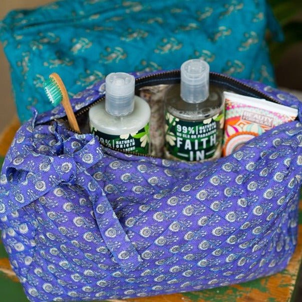 Recycled Sari Zipped Cosmetic Bag - BAG120 - Uneeka