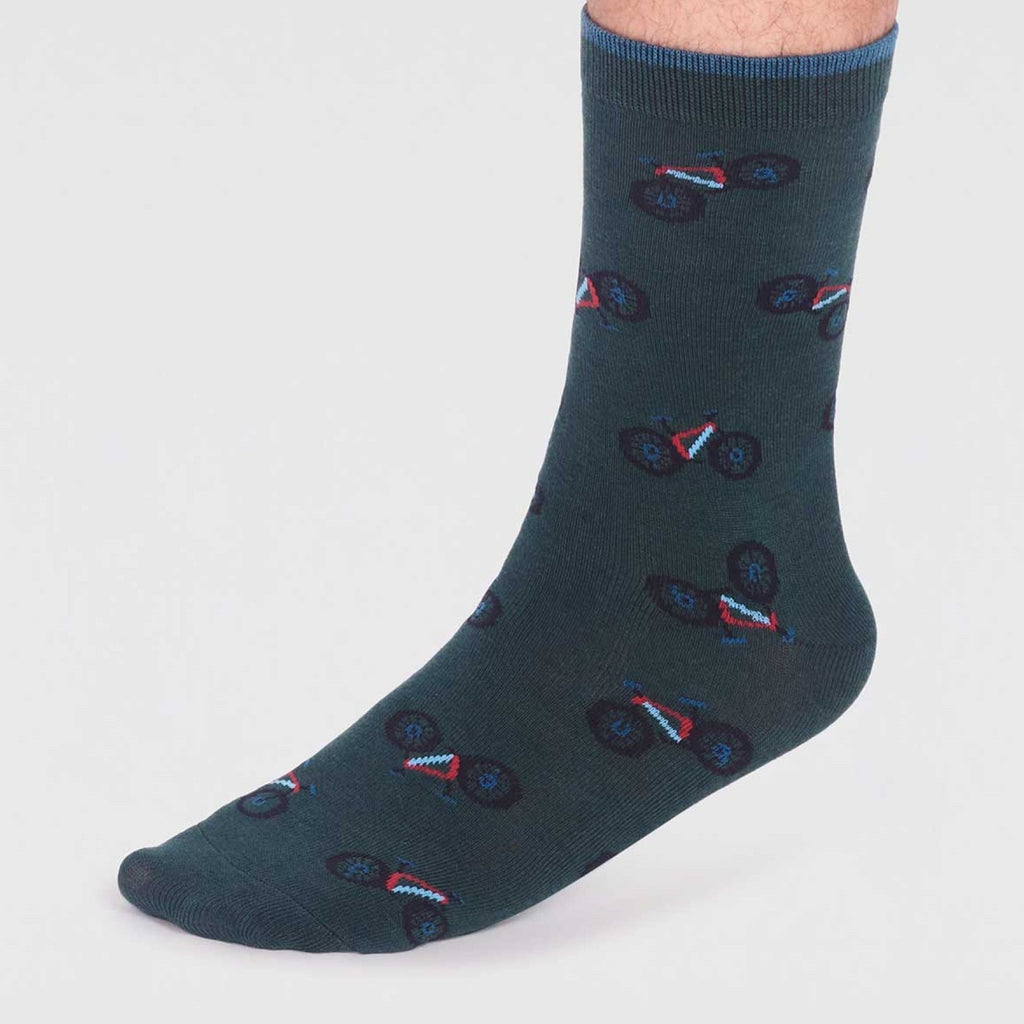 Red Bicycle Bamboo Socks - SPM809 - GREEN - Uneeka