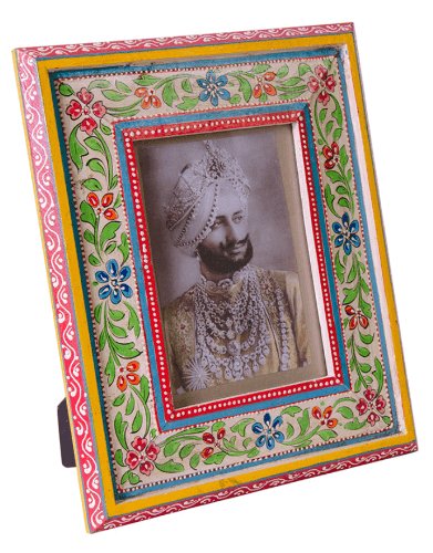 Red & Blue Flower Hand Painted Indian Photo Frame - PFL645 - Uneeka