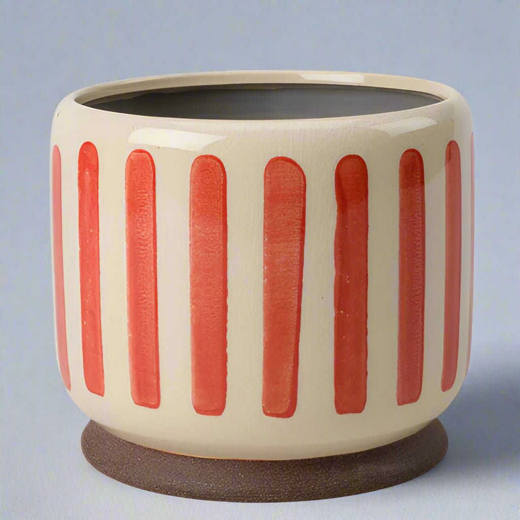Red Bold Stripe Plant Pots - GCC/STRIPERED10 - Uneeka