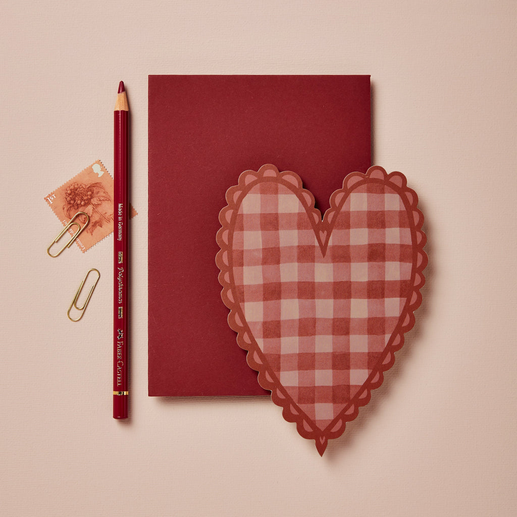 Red Gingham Heart Card - WAN 1100 - Uneeka