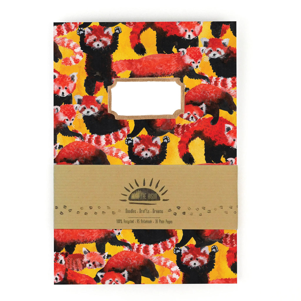 Red Panda Print A5 Notebook - Pack of Red Pandas Print A5 Notebook - Uneeka