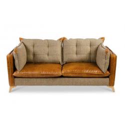 Regalia Aniline Leather and Harris Tweed Fabric Sofa - Uneeka