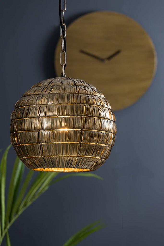 Ridged Antique Bronze Hanging Lamp - 2932918 - Uneeka