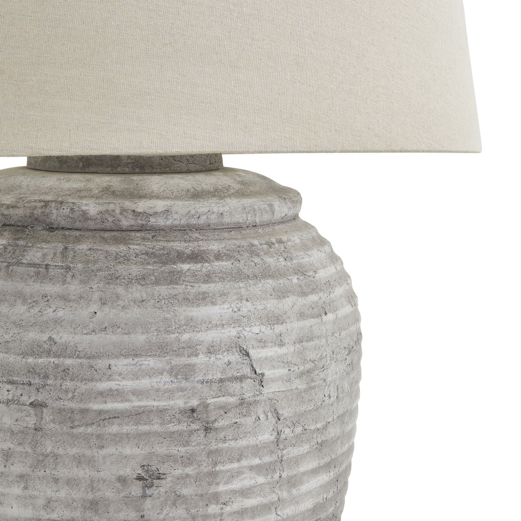 Ridged Grey Table Lamp with Linen Shade - 22913 - Uneeka