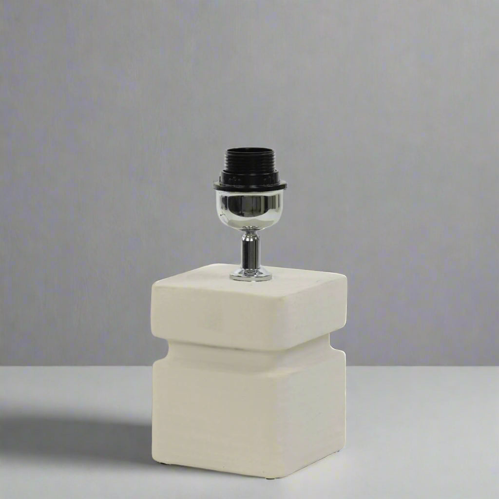 Ridged Square Light Grey Ceramic Lamp Base - 7512943 - Uneeka