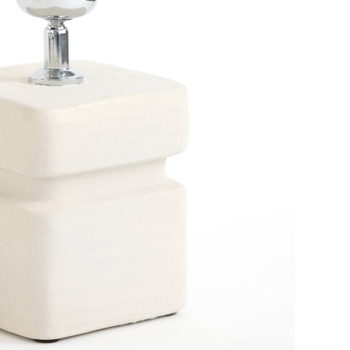 Ridged Square Light Grey Ceramic Lamp Base - 7512943 - Uneeka