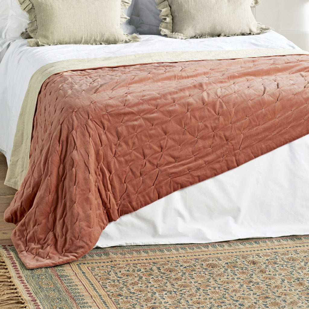 Rose Pink Cotton Velvet Bedcover - VVBR - Uneeka