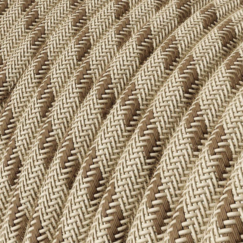 Round 3 Core Electric Cable Covered by Cotton & Linen in Natural Stripe - XZ3RD53 - Uneeka