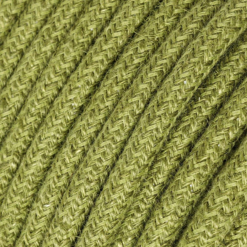 Round 3 Core Electric Cable Covered with Jute Fabric in Hay Green - XZ3RN23 - Uneeka