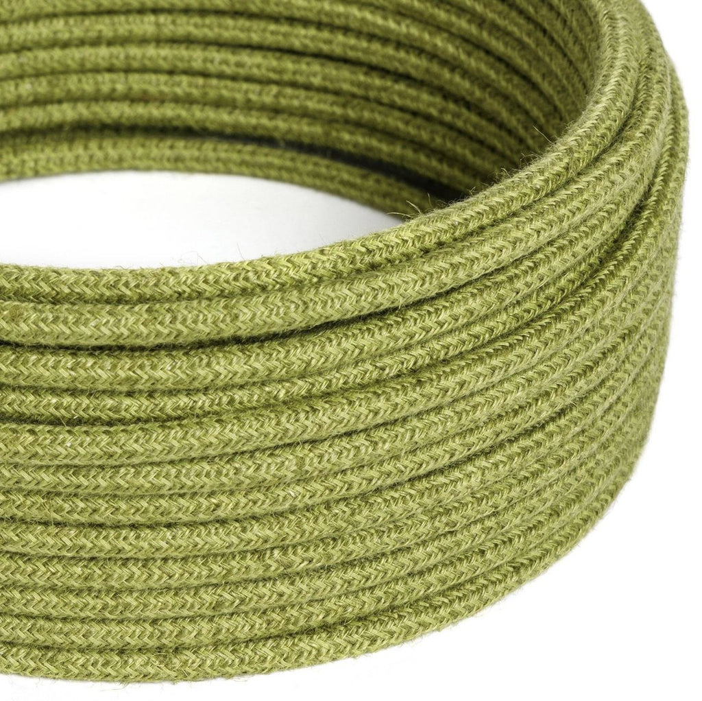 Round 3 Core Electric Cable Covered with Jute Fabric in Hay Green - XZ3RN23 - Uneeka