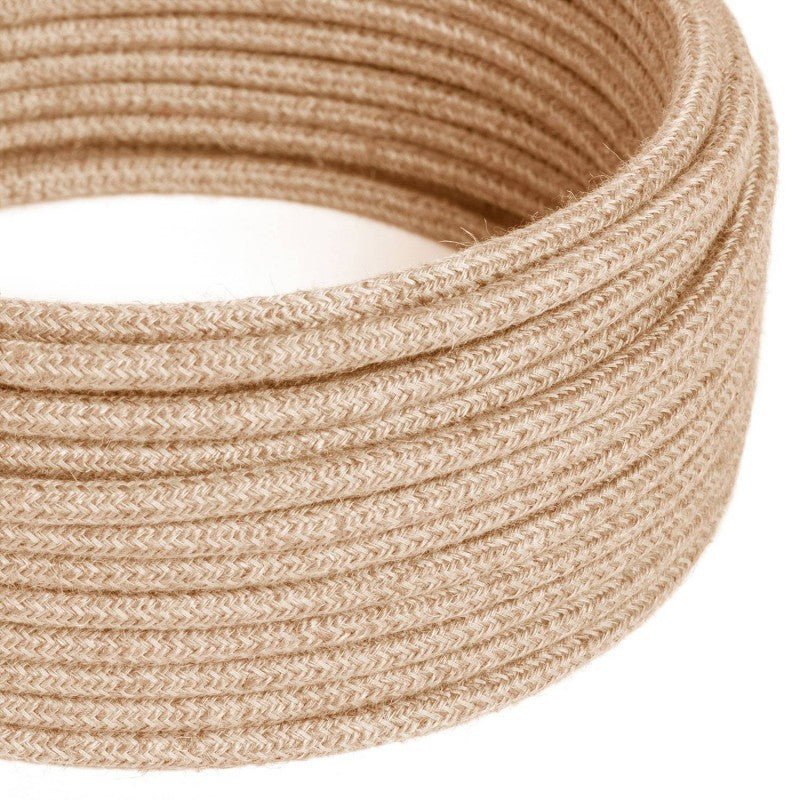 Round 3 Core Electric Cable Covered with Jute Fabric in Natural - XZ3RN06 - Uneeka