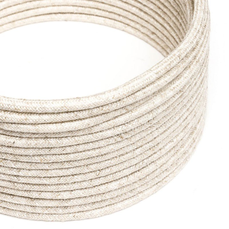 Round 3 Core Electric Cable Covered with Linen in Neutral - XZ3RN01 - Uneeka