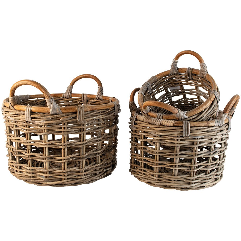 Round Kubu Basket with Handles - KHA21203 - SMALL - Uneeka