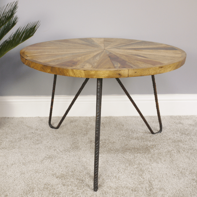 Round Mango Wood Coffee Table - 5862 - Uneeka