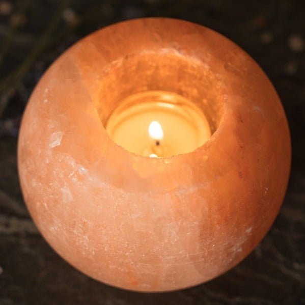 Round Natural Rock Salt Tealight Holder - SALT29 - Uneeka