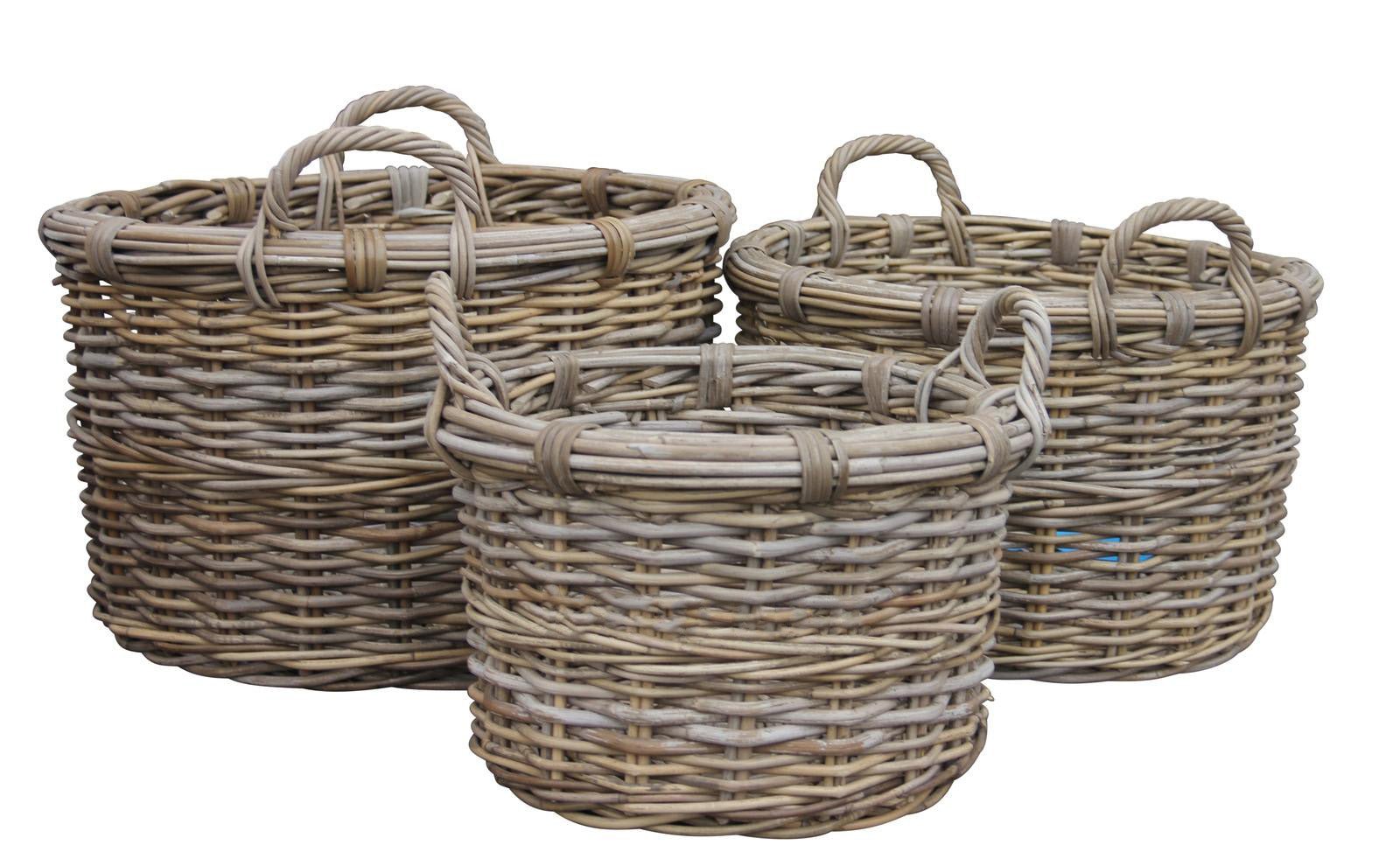 Round Rattan Basket with Ear Handles - HCP236 - S - Uneeka