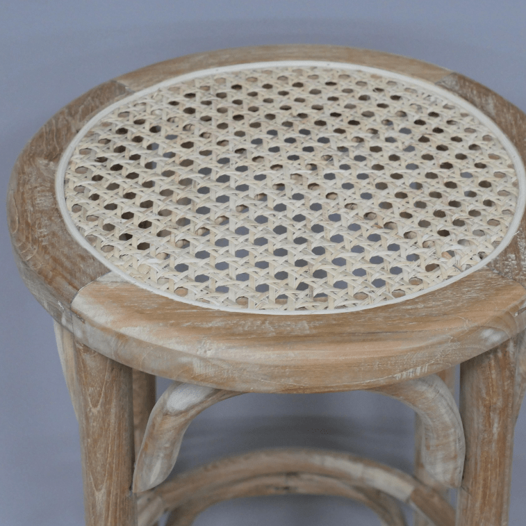 Round Rattan Detail Stool - 8815 - Uneeka