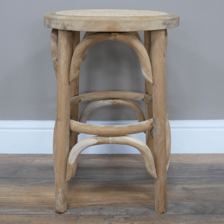 Round Rattan Detail Stool - 8816 - Uneeka