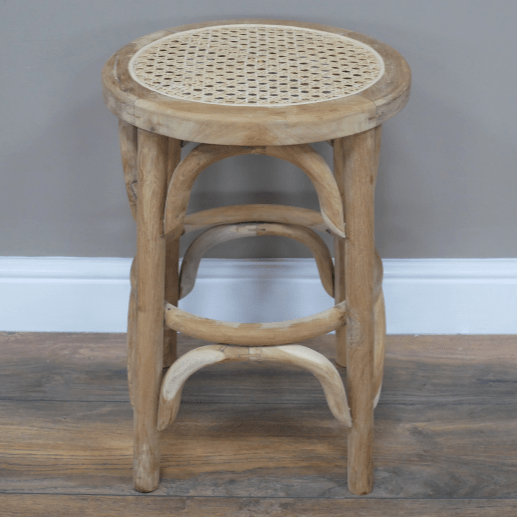 Round Rattan Detail Stool - 8816 - Uneeka