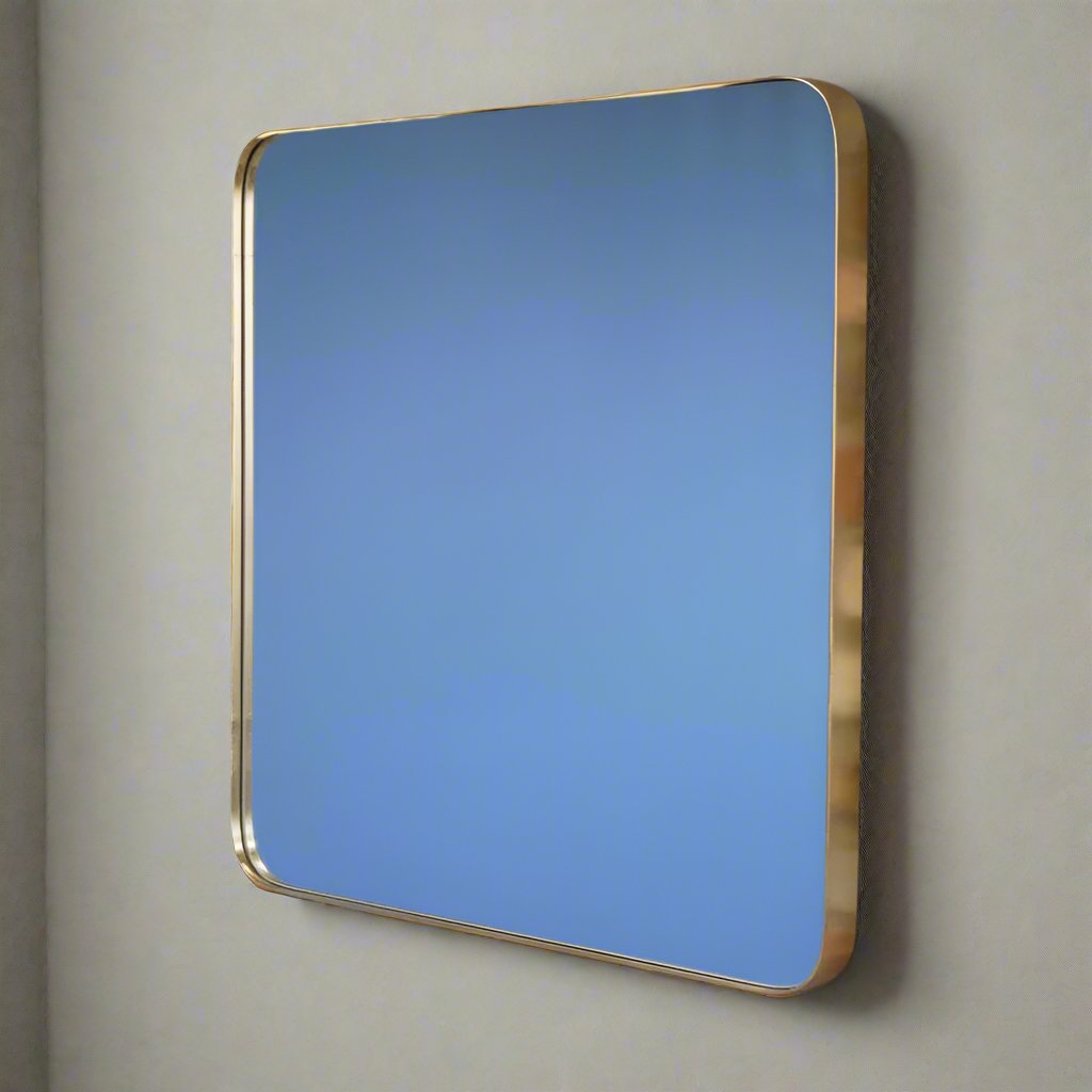 Rounded Edge Square Gold Frame Mirror - 7553 - Uneeka