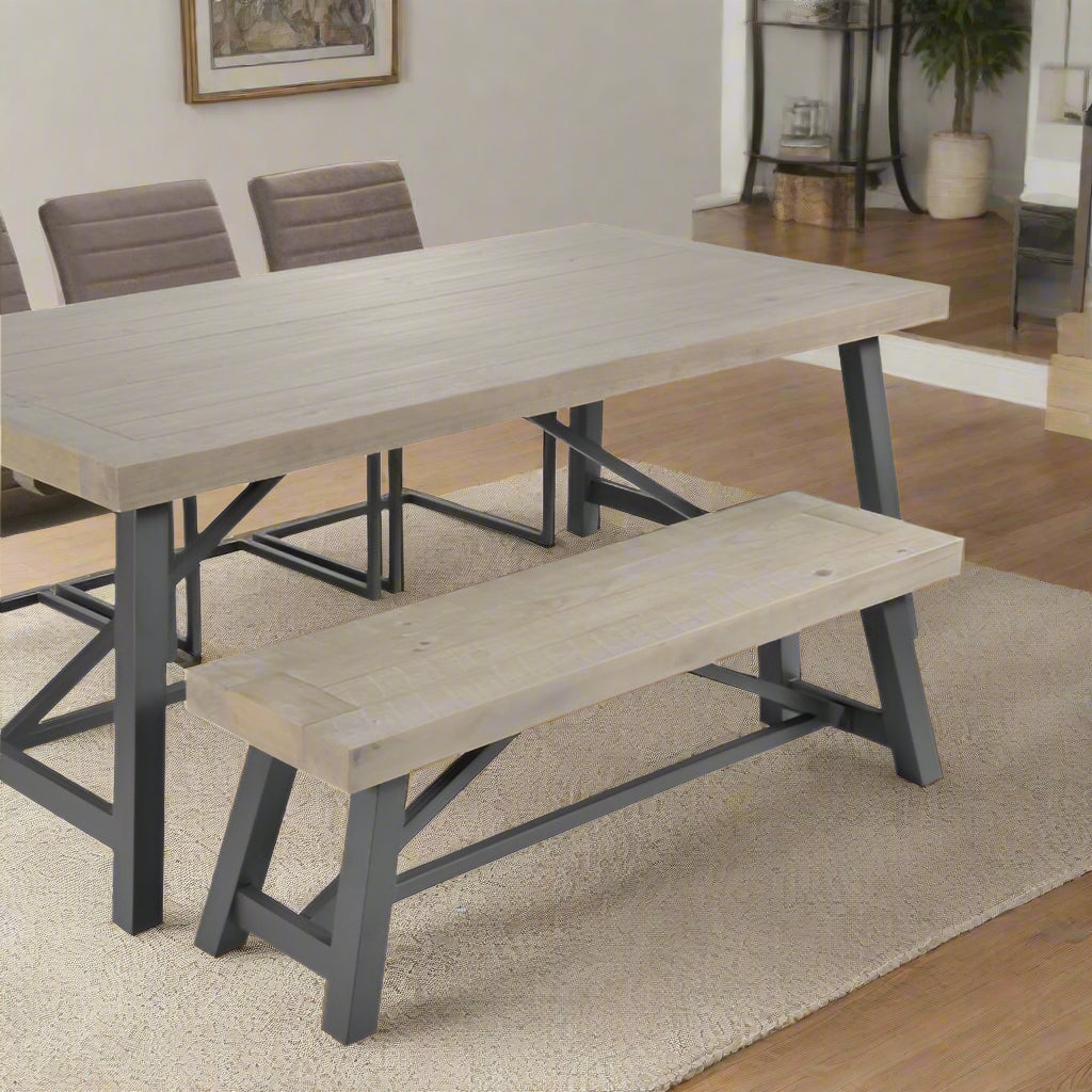 Rowico Lowry Iron Framed Dining Bench* - LOW04 - Uneeka