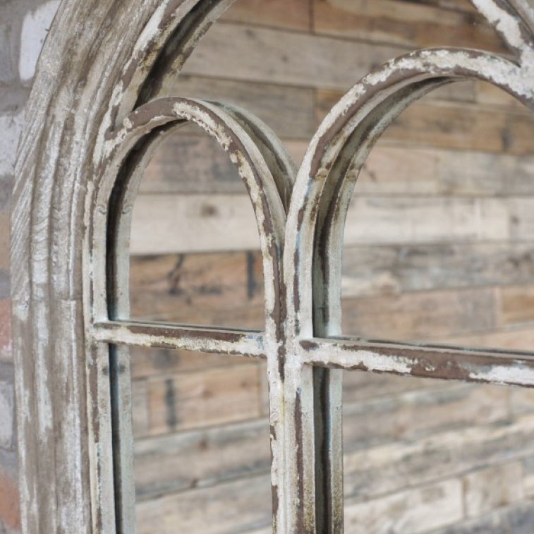 Rustic Arch Wood & Metal Wall Mirror - 4251 - Uneeka