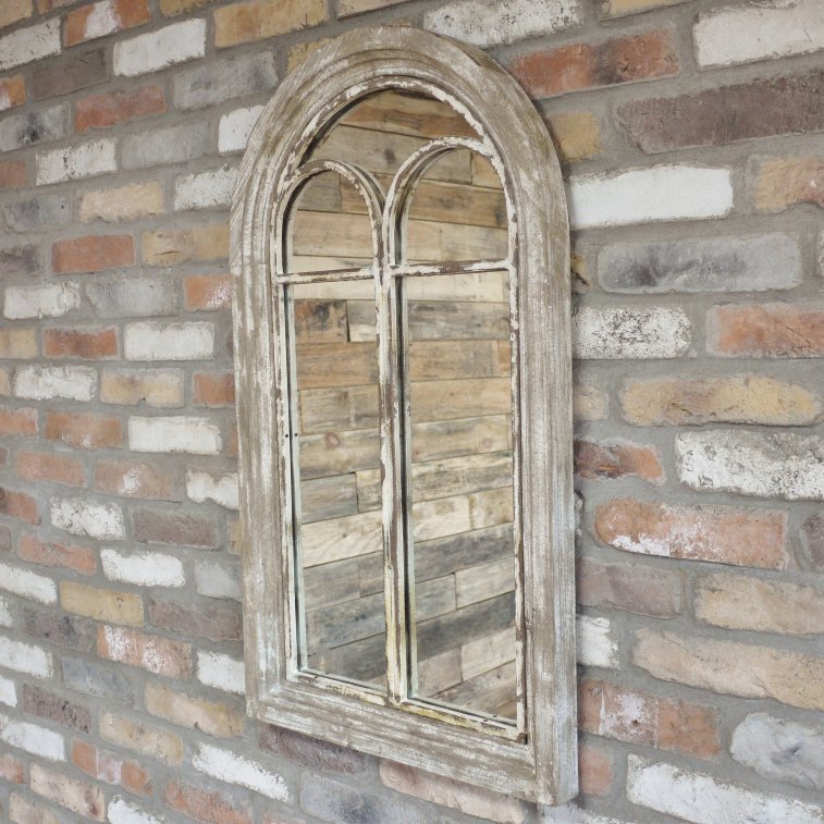 Rustic Arch Wood & Metal Wall Mirror - 4251 - Uneeka