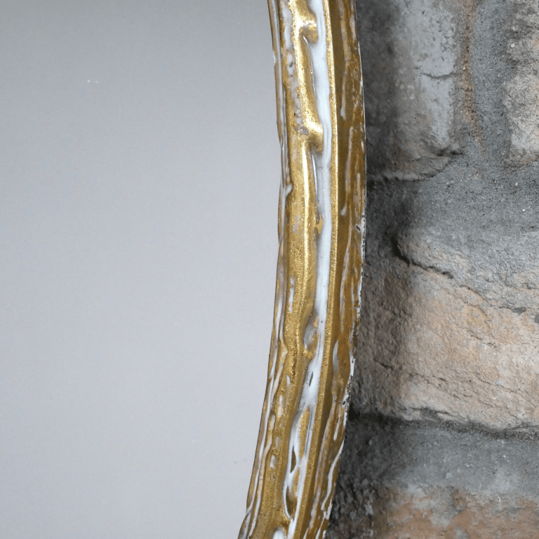 Rustic Distressed Gold Finish Metal Round Mirror - 9970 - Uneeka