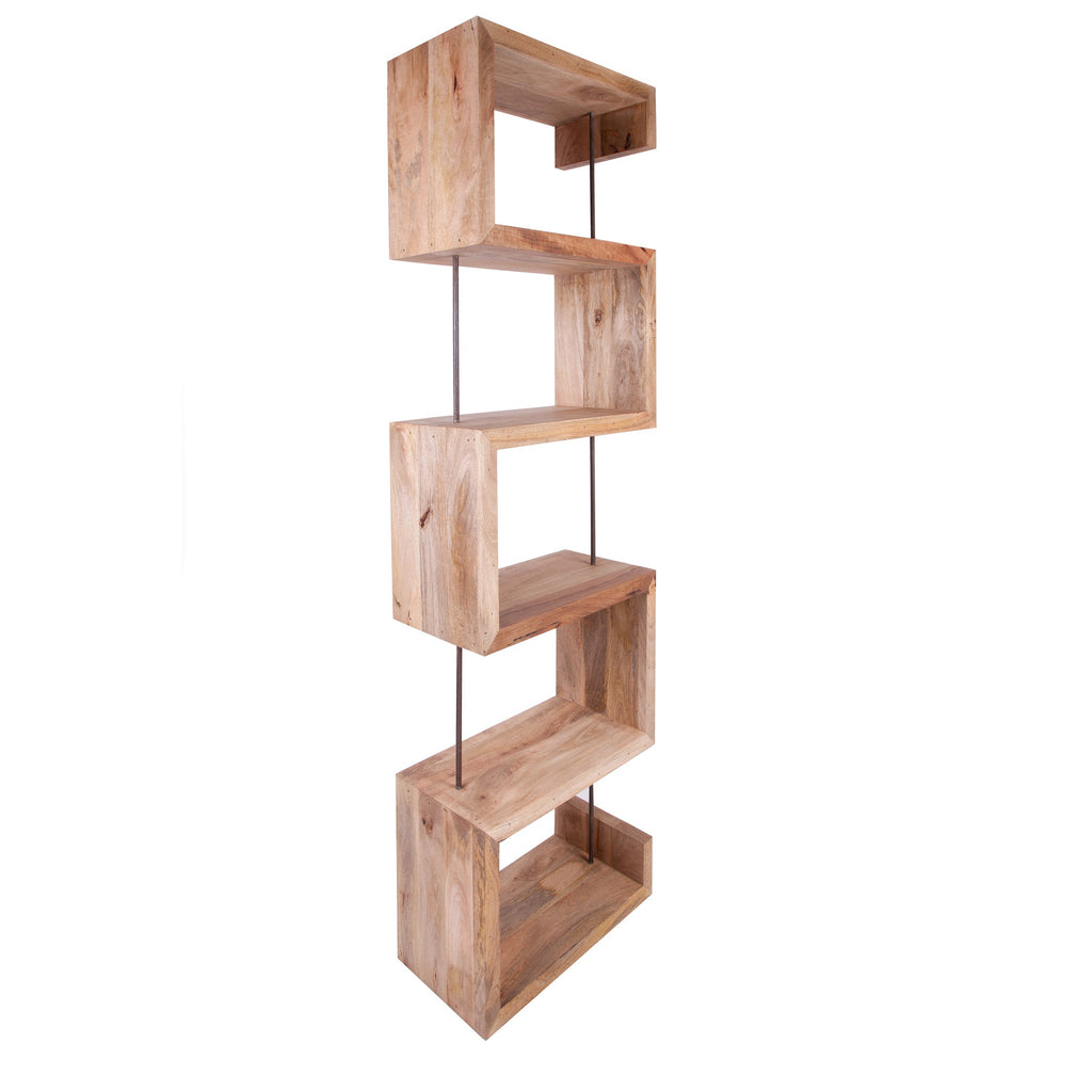 Rustic Wooden S Shape Bookshelf Unit - M1012 - Uneeka