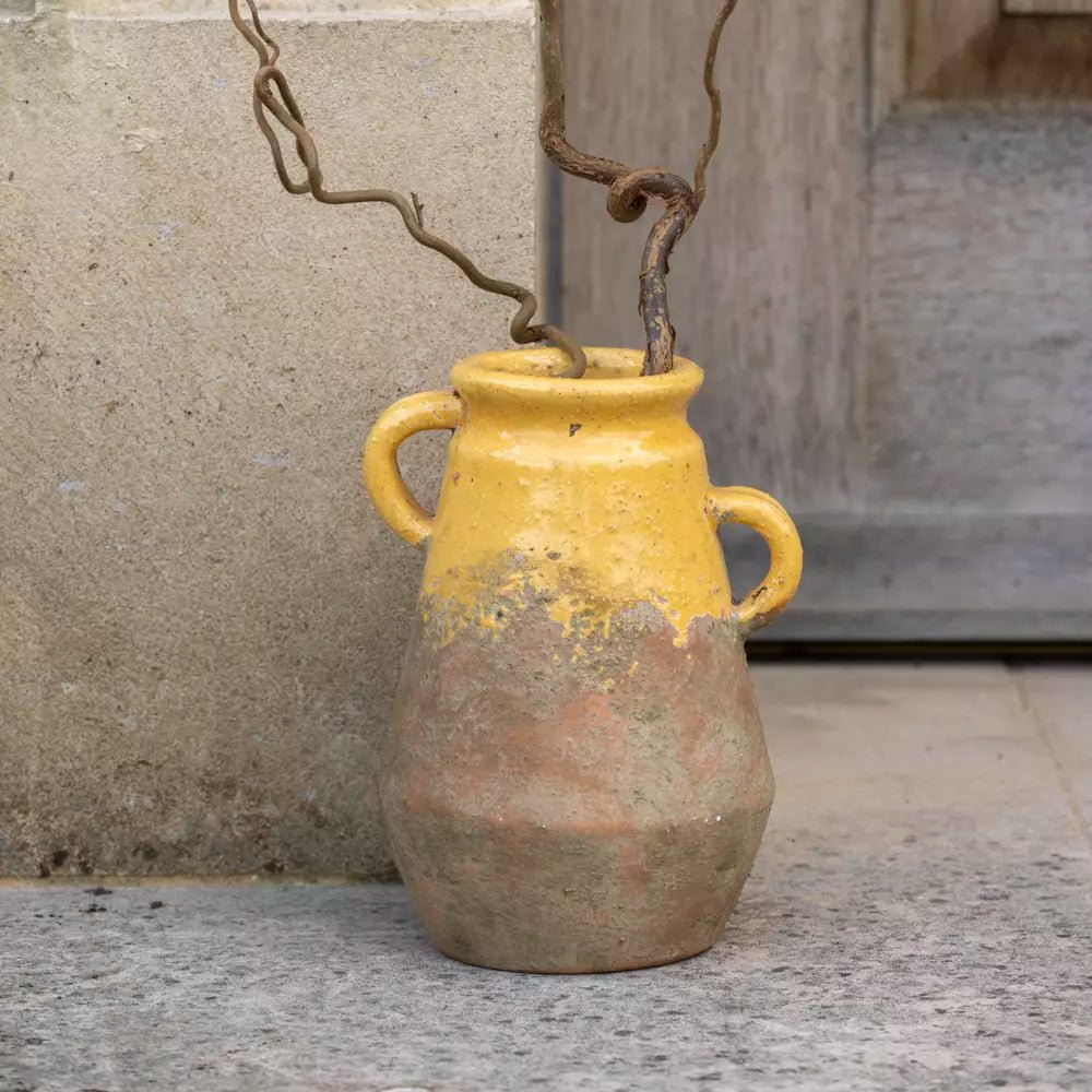 Rustic Yellow Terracotta Display Vase - WEI24164 - Uneeka