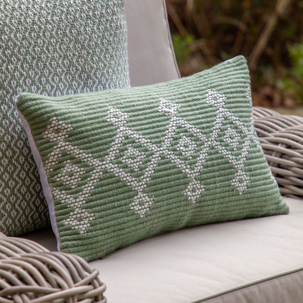 Sage Green & White Rectangular Cushion - Montrose Cushion Cover - Uneeka