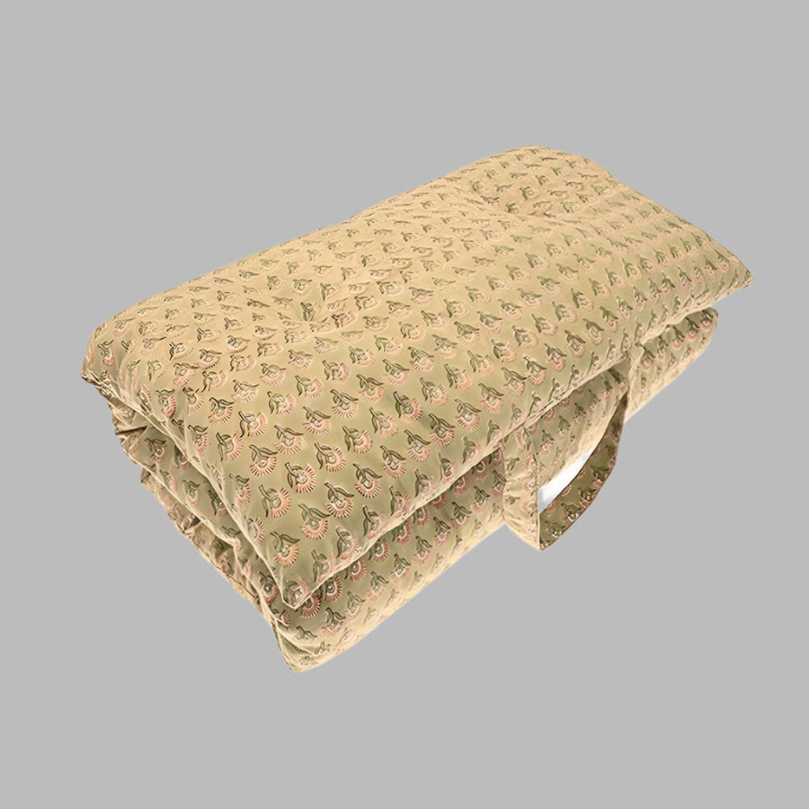 Sage Hand Block Printed Large Chair Cushion Pad - JHABC - Uneeka