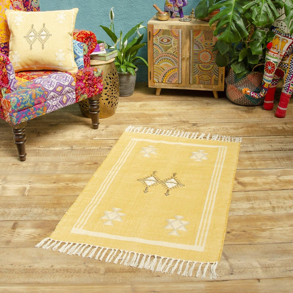 Sahlah Embroidered Tribal Rug - R31623OG - Uneeka