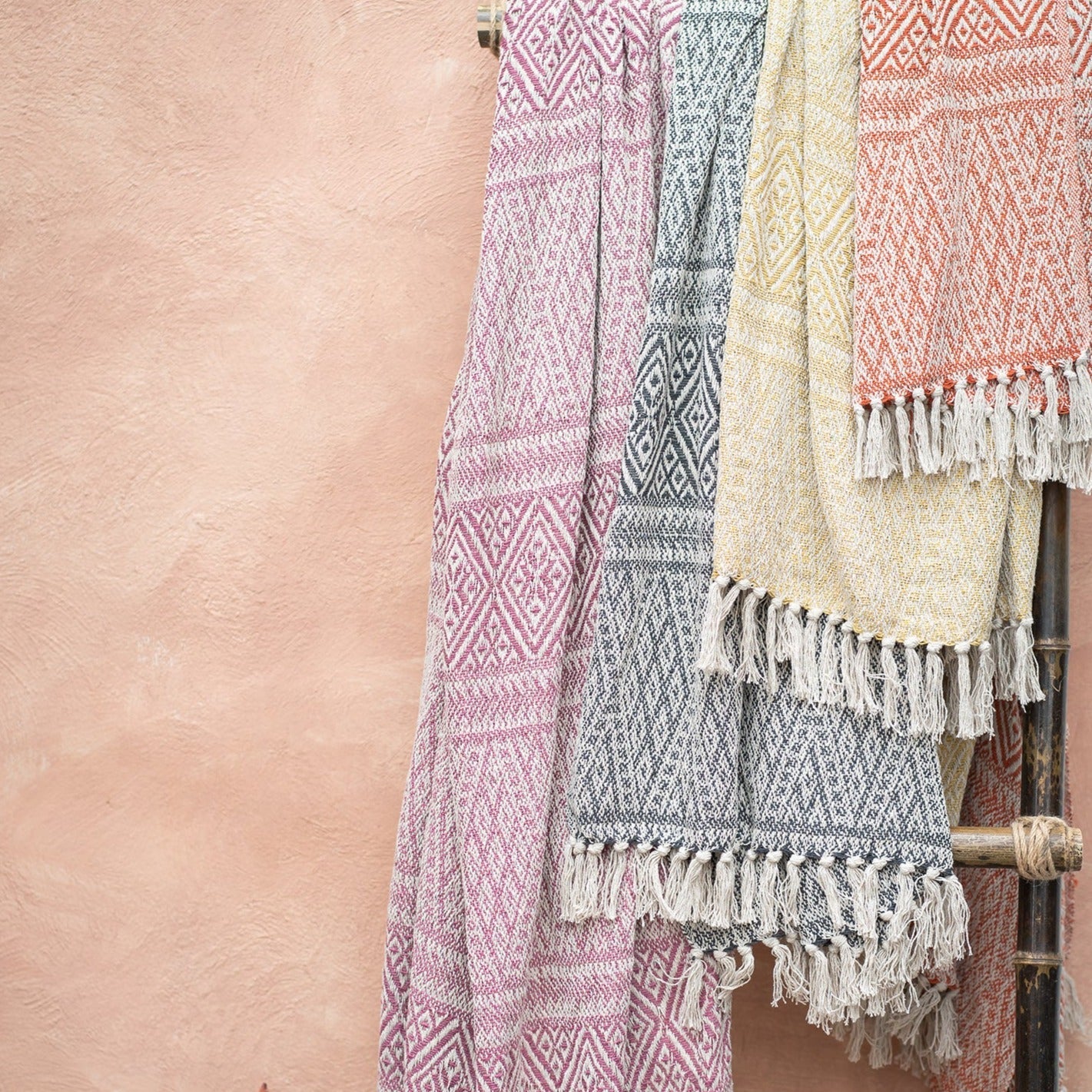 Geometric Throw Large Geometric Cotton Throw | Recycled & Stylish | Uneeka