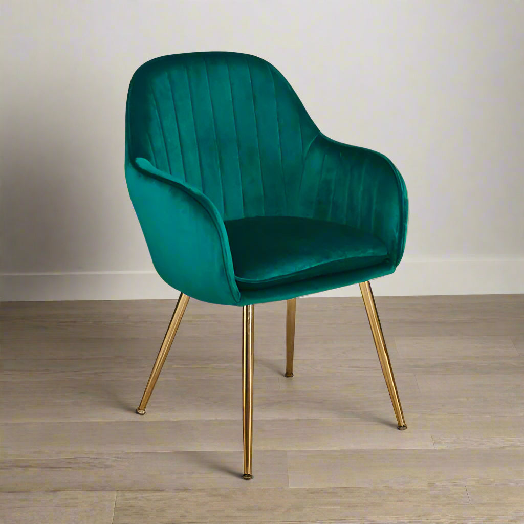 Sara Velvet Chair with Gold Legs - LARACHAGRE - Uneeka
