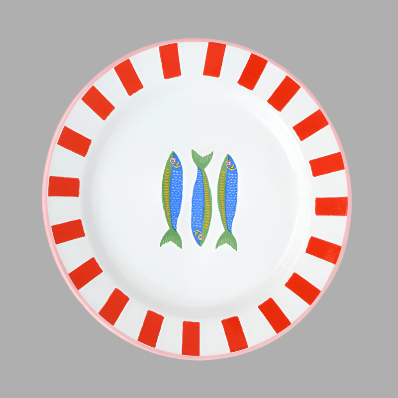 Sardine Enamel Side Plate - ENML - PLATE - FISH - 20 - Uneeka