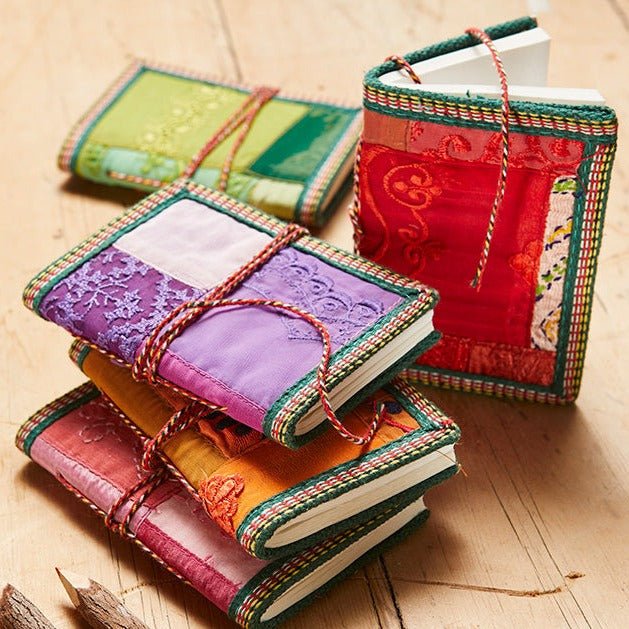 Sari Covered Handmade Paper Notebook - NB91 - Uneeka