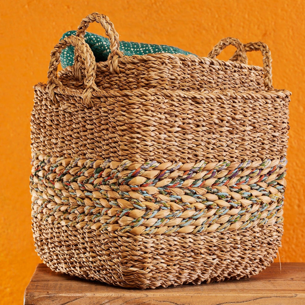 Sari & Hogla Seagrass Square Basket with Handles - BSK62 - SMALL - Uneeka