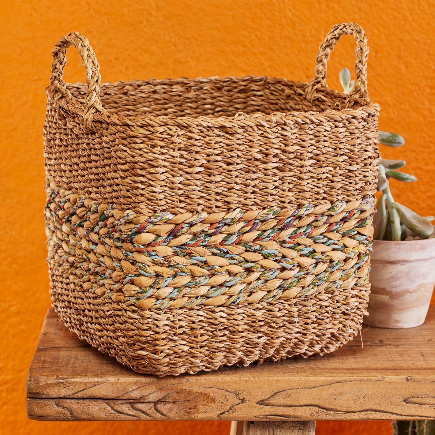 Sari & Hogla Seagrass Square Basket with Handles - BSK62 - SMALL - Uneeka