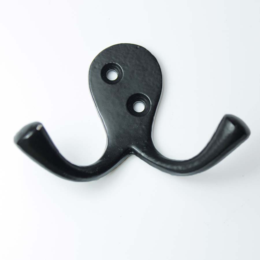 Satin Epoxy Black Double Robe Hook - 70.336D.SEB.70 - Uneeka