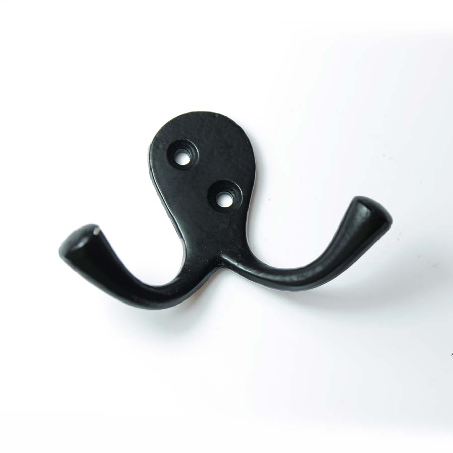 Satin Epoxy Black Double Robe Hook - 70.336D.SEB.70 - Uneeka