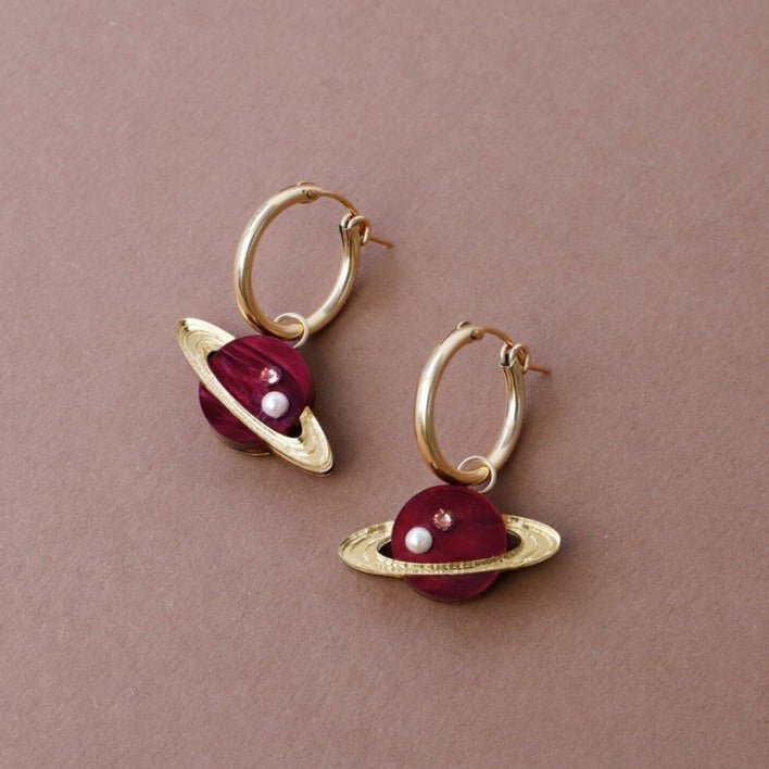 Saturn Gold Hoops - R1101H - Uneeka